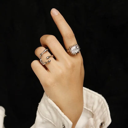 CELESTIAL PEARL WAVE RING (SET OF 2)