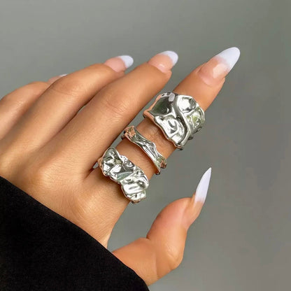 SILVER STACEY STACK RINGS - AEQEA