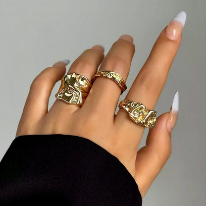 GOLD STACEY STACK RINGS - AEQEA