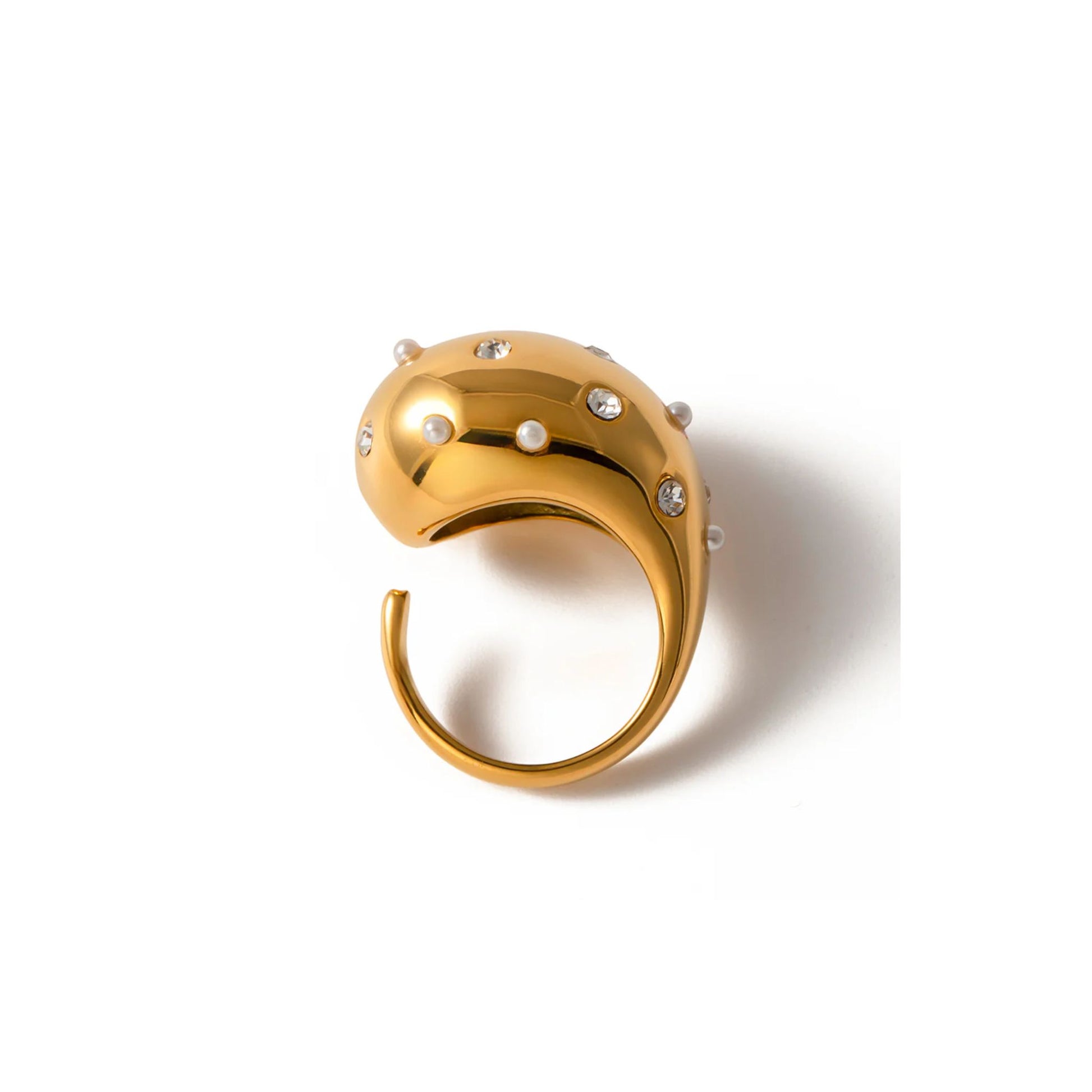 GOLD PEARL CASCADE RING - AEQEA