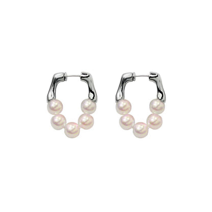 SILVER OCEAN PEARL HOOPS - AEQEA