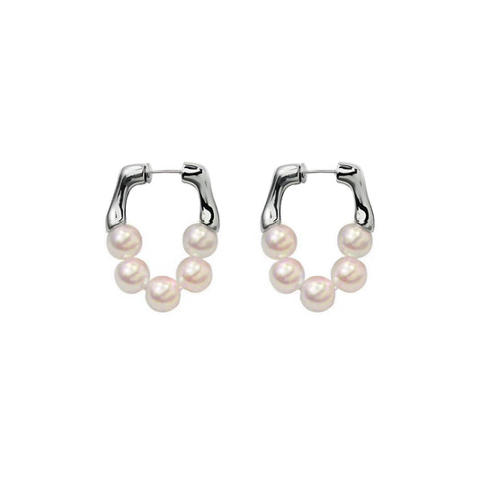 SILVER OCEAN PEARL HOOPS - AEQEA