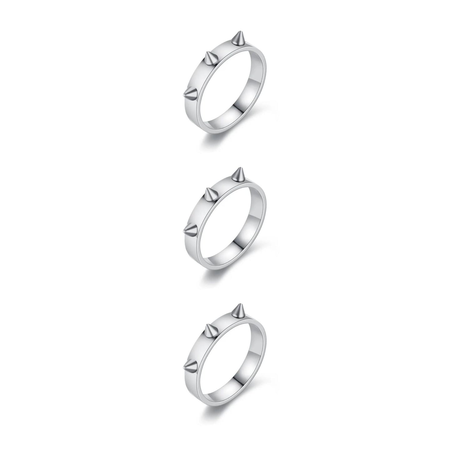 SET OF 3 SILVER CACTUS THORN RING - AEQEA